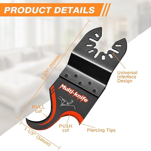 10 PCS Oscillating Multi Tool Hook Knife Blade for Carpet Roof Shingles Soft Materials Universal Oscillating Tool Accessory Compatible with DeWalt Makita Milwaukee and More