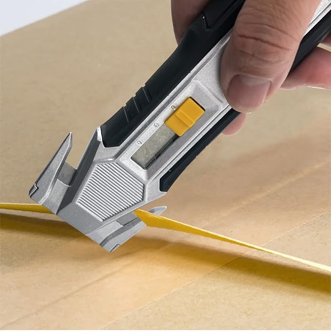 XW Heavy Duty Scraper Utility Knife with Safety Box Cutter, 2-in-1 Tool with 10 Spare SK2 Blades in Storage