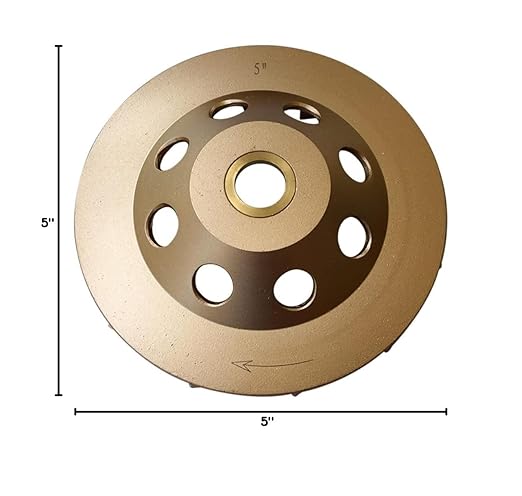 5" Diamond Grinding Wheels for Concrete or Masonry, 12 Turbo Segments, #30/40 Grit, Medium Bond, 7/8"-5/8" Arbor