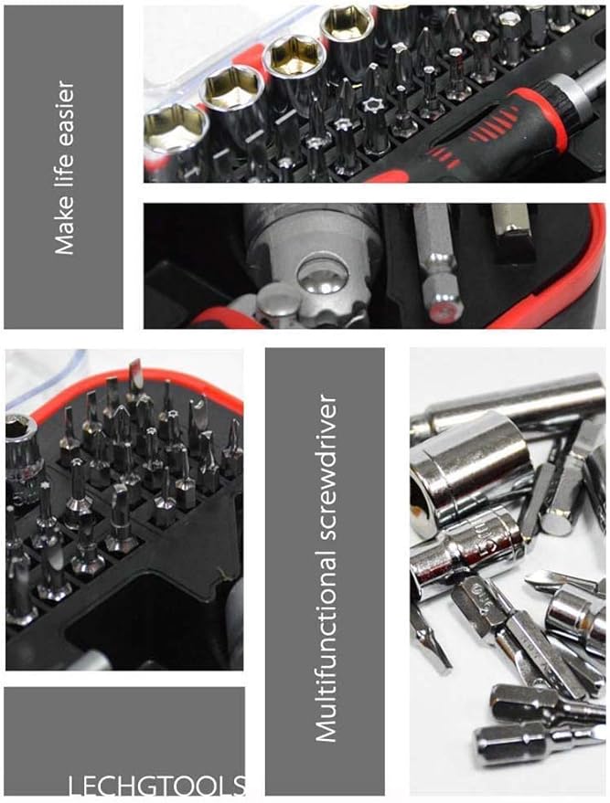 61 in 1 Ratcheting Screwdriver Set, Magnetic Screwdriver Bit Set with Rotatable Ratchet Handles, Sockets & Bits, Household Repair Tool Kits for Computers, Electronic Devices, Furniture
