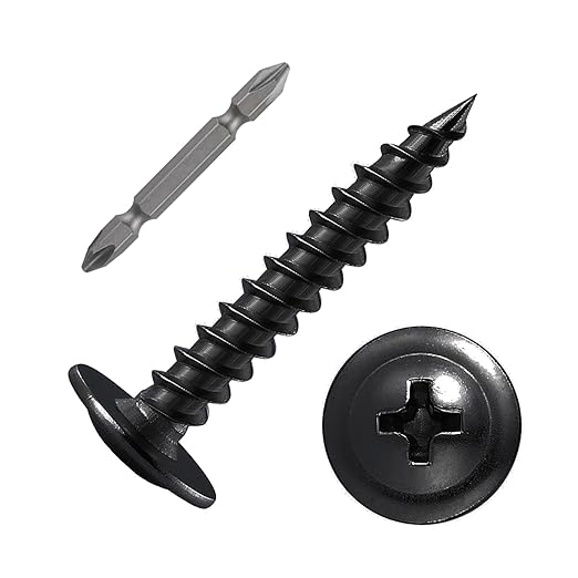 (200 pcs) Wensilon #10횞1-1/4" Black Phillips Truss Head Wood Screws Quick Metal Self Tapping