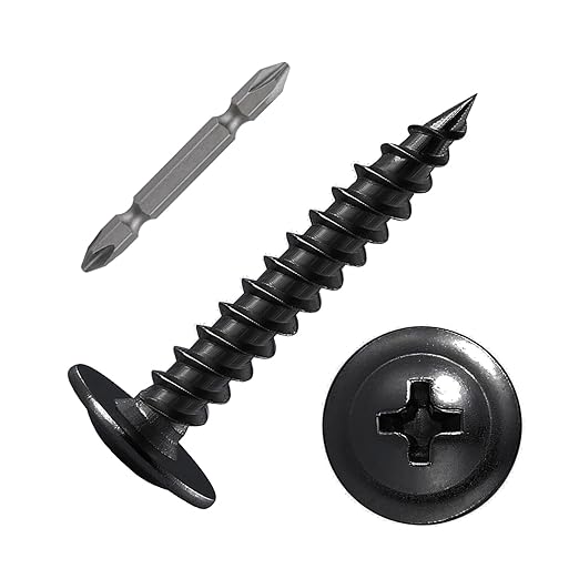 (200 pcs)#8횞1-1/4" Black Truss Head Wood Screws Quick Metal Self Tapping Zinc Oxide