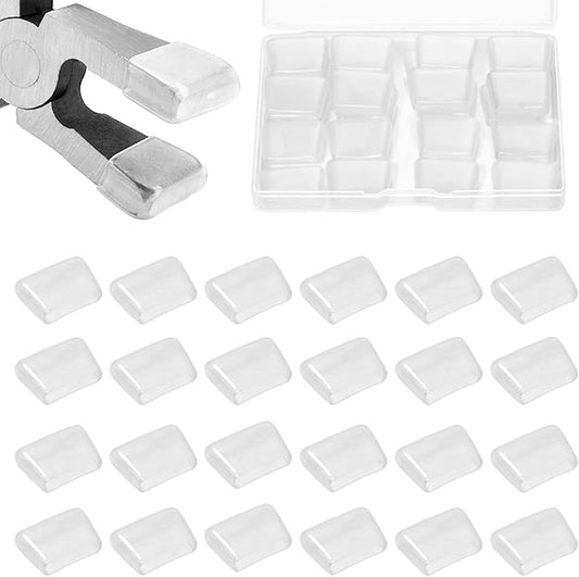 SPEEDWOX 24PCS Replacement Rubber Tips Kit for 6 Inch Standard Glass Running Pliers Curved Jaws Tips Key Fob Pliers Hardware Install and Stained Glass Work Supplies and Tools, 12 Pairs Transparent