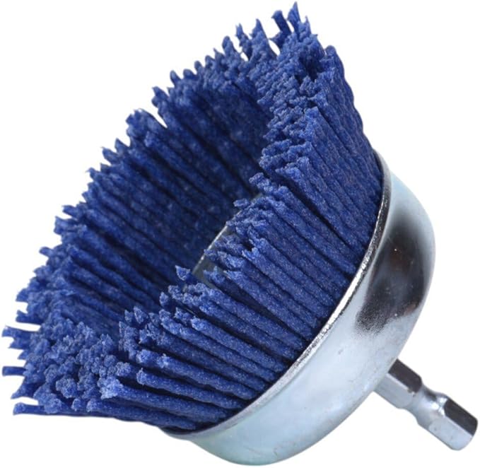 Century Drill & Tool 77233 3" Fine Nylon End Brush, 150 Grit, 1/4" Quick Change Shank, 4,500 RPM - Nylon Bristles for Metal, Wood, Plastic, Masonry