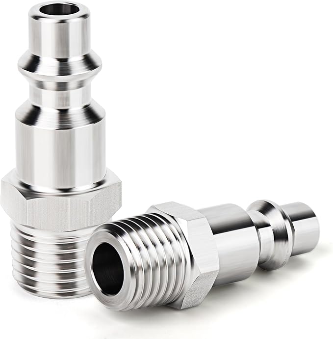 GASHER 10PCS 304 Stainless Steel 1/4"NPT Male, Industrial Air Plug, 1/4" High Flow Pneumatic Plugs