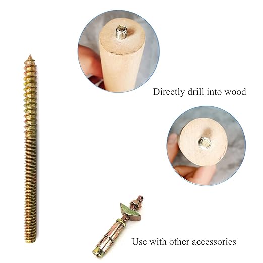 12 Pack 1/4-20 x 3-1/2 Inch Hanger Bolts 1/4-20" Double Headed Bolts 1/4 Wood Dowel Screw Self-Tapping Screw Hanger Bolts for Furniture Double Head Threaded Rods Bolt 90mm Length