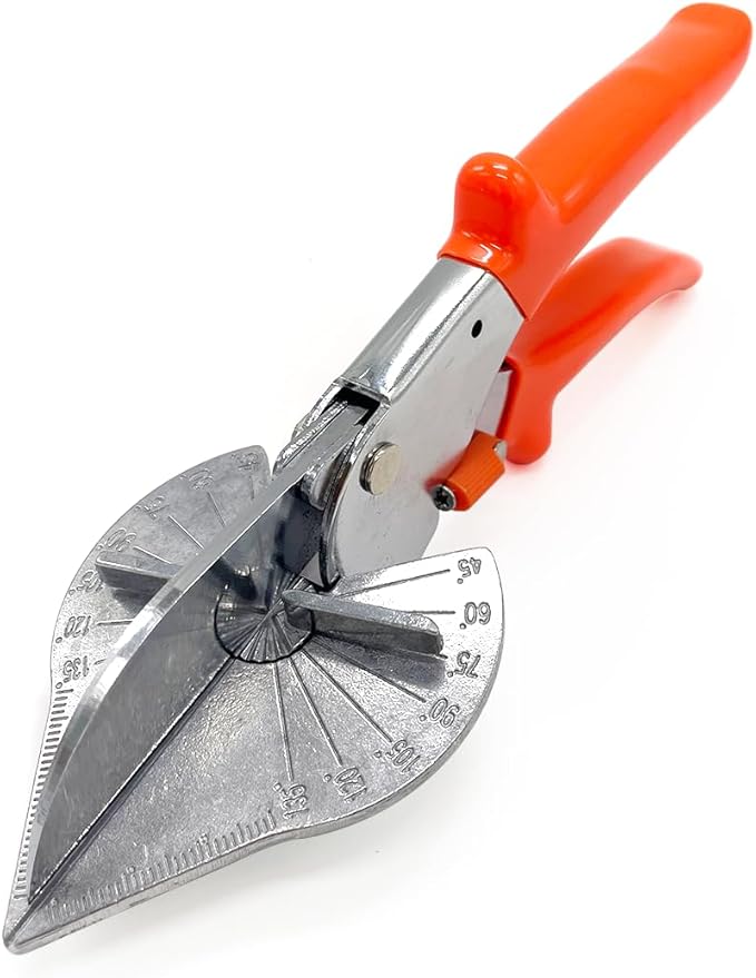 Multi Angle Miter Shear Cutter Hand Tools,45-135 Degree Adjustable Angle Scissors Trim Shears Tools for Vinyl Wood Molding Trim (Orange)