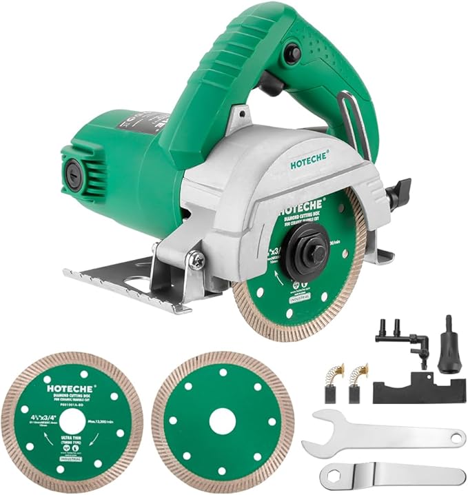 Hoteche 4-3/8-Inch Dry/Wet Masonry&Tile Saw 1400W Electric Cutter with Diamond Blade(Turbo Type) for Stone, Ceramic and Marble Cutting