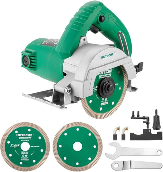 Hoteche 4-3/8-Inch Dry/Wet Masonry&Tile Saw 1400W Electric Cutter with Diamond Blade(Turbo Type) for Stone, Ceramic and Marble Cutting