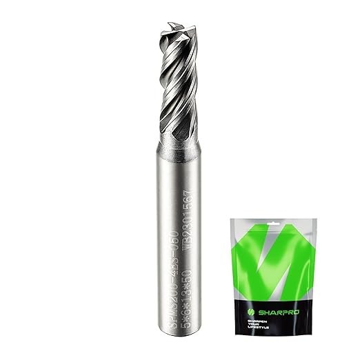 SHARPRO 6mm Shank End Mill 5mm Cutting Dia. 4 Flutes AlCrN Coated Carbide Square CNC End Mills, Apply for Alloy Steel, Stainless Steel, and Various Cast Iron
