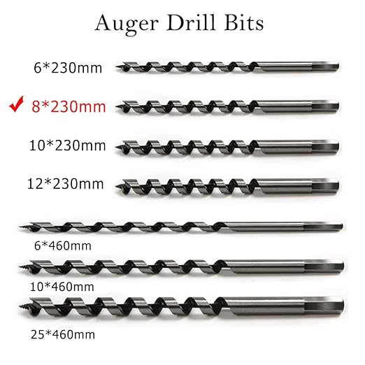 SagaSave 8 * 230mm Wood Auger Drill Bit, Ship Auger Long Drill Bit for Soft and Hard Wood, Plastic, Drywall and Composite Materials, 1Pcs
