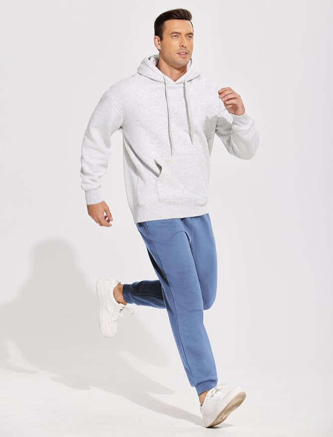 PINSPARK Men's Fleece Joggers with Zipper Pockets Tapered Sweatpants Cotton Sweat Pants for Mens Heavyweight Lounge Pants