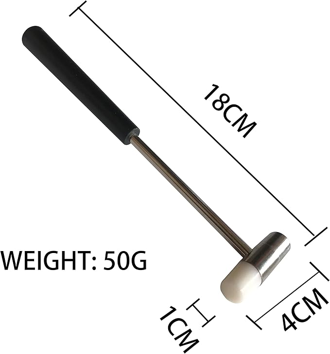 Dual Head Small Hammer, 7 Inches, Plastic Head and Metal Head, Black Plastic Grip, Double face Jewelry Mallet, Mini Hammer for Watch, Tuning, Woodworking, Toys, DIY, Leather, Instruments