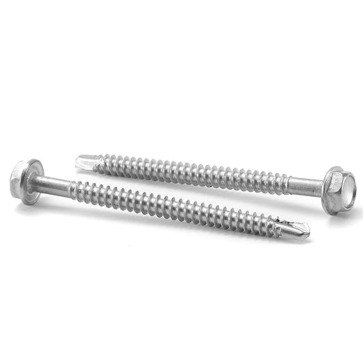 #14 x 2-1/2" Sheet Metal Screws 100PCS 410 Stainless Steel Hex Washer Head Fast Self Tapping Screws by SG TZH