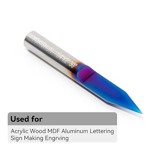 CNC Router Bits 30 Degree Engraving Bits 0.005 Tip with 1/4 Shank Nano Blue Coat Solid Carbide V Groove Router Bit for Signmaking Carving