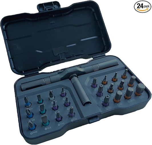 24 in 1 Magnetic Ratchet Screwdriver Set - T Handle Precision Driver Kit with Case | Compact & Portable | for Electronics Repair, Phone, Laptop, Watch, Glasses | DIY Tool Set
