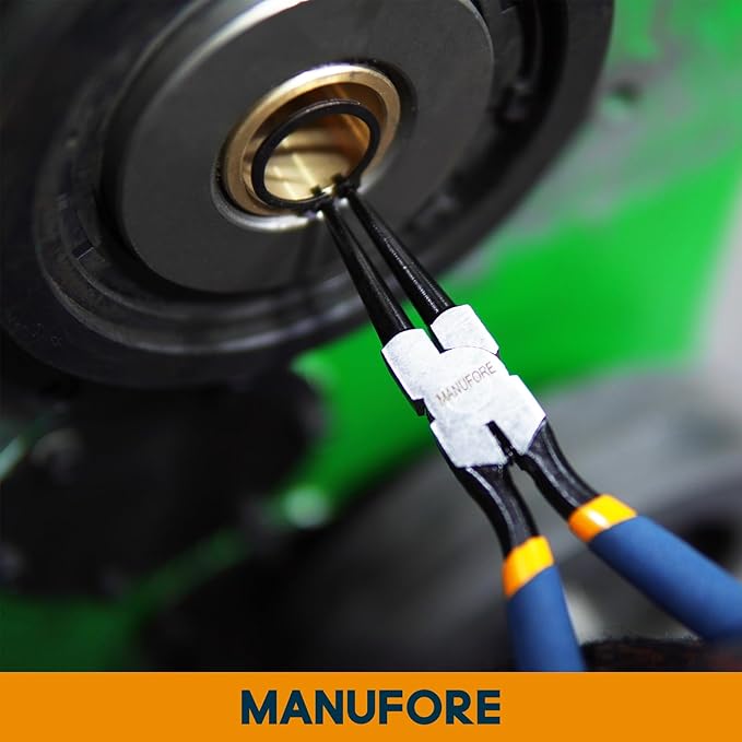 MANUFORE Snap Ring Pliers,7in Internal/External Circlip Pliers Set with Straight and Bent Jaw Tips for Removing and Retaining Ring