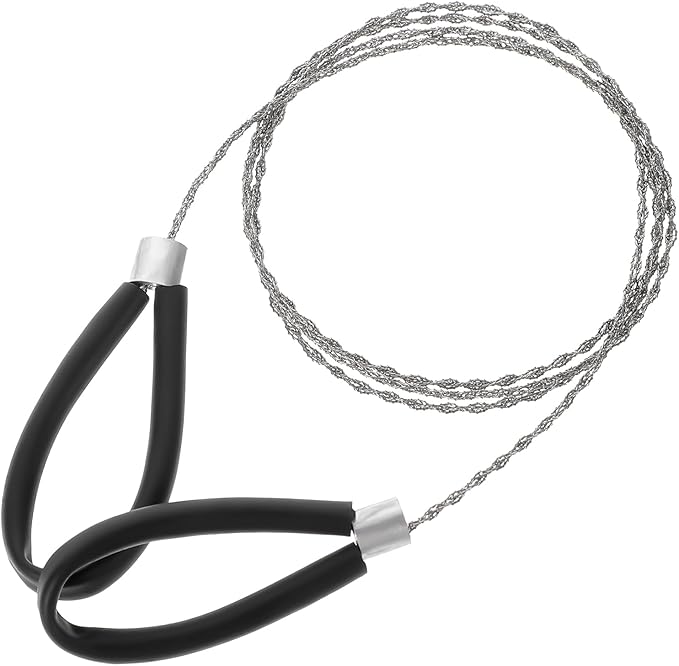 Stainless Steel Cable Saw, Hand Pocket String Rope Saw Metal Wire Saw PVC Pipe Cable Saw 32.4 Inch Heavy Duty Emergency Pocket Size Outdoor Tool for Cutting Wood Camping Hiking Hunting