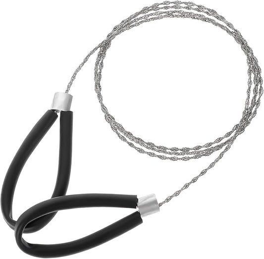 Stainless Steel Cable Saw, Hand Pocket String Rope Saw Metal Wire Saw PVC Pipe Cable Saw 32.4 Inch Heavy Duty Emergency Pocket Size Outdoor Tool for Cutting Wood Camping Hiking Hunting
