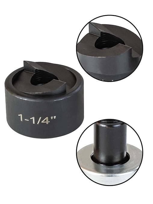 1-1/4" Conduit Knockout Punch Unit with Manual Draw Stud - 1.7" Actual Hole Size, Versatile Usage and Precise Punching Capability