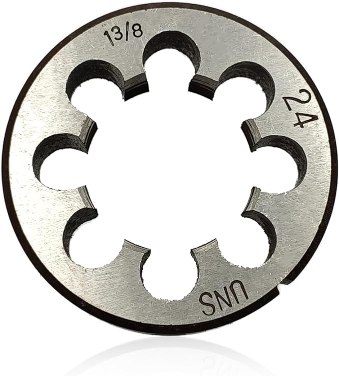 Lzcdelyxiao 1-3/8"-24 Die, 1 3/8"-24 Round Threading Die, Right Hand, UNS, Nominal Diameter 1 3/8", TPI Thread Per Inch 24 Fin Thread, Tolerance Grade 2B, High Speed Steel HSS