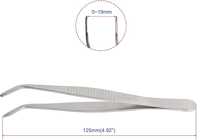 Aoje-Link Stainless Steel Tweezers with Curved Serrated Tip Sewing Machine Electronic Repair Tweezers Pliers Multi-Purpose Tweezers Tool Pliers Silver 4pcs