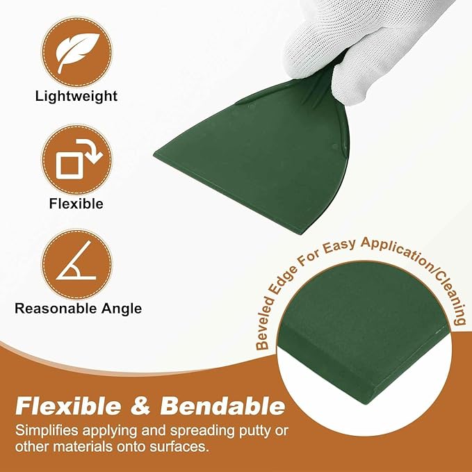 HARFINGTON 20pcs Putty Knife Scraper 4" Width Flexible Plastic Putty Knife Paint Scraper Tool for Taping Drywall Spreading Painting Wall Scratching Dark Green