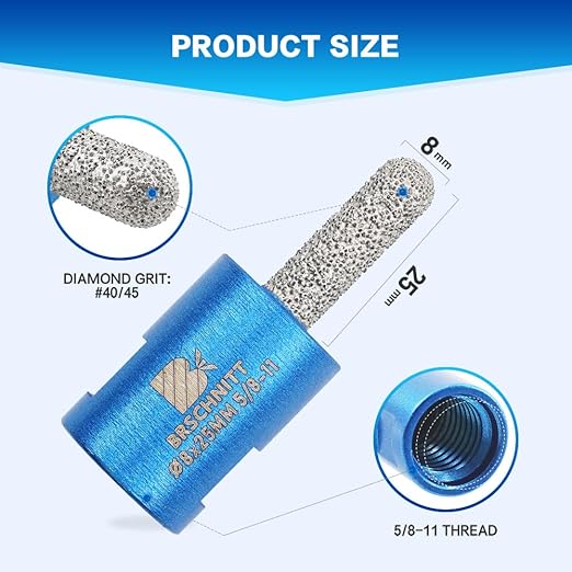 Diamond Mortar Raking Bit - BRSCHNITT for Mortar Raking Tuck Pointing Granite Marble Concrete Masonry Stone Removals Vacuum Brazed Bit with 5/8-11 Thread (5/16 Inch x 1 Inch)