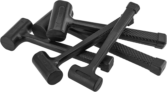 5 Pieces Dead Blow Hammer Set, 0.5/1/1.5/2/3LB, Rebound-Resistant Rubber Mallet with Non-Slip Grip, Non-Sparking Design