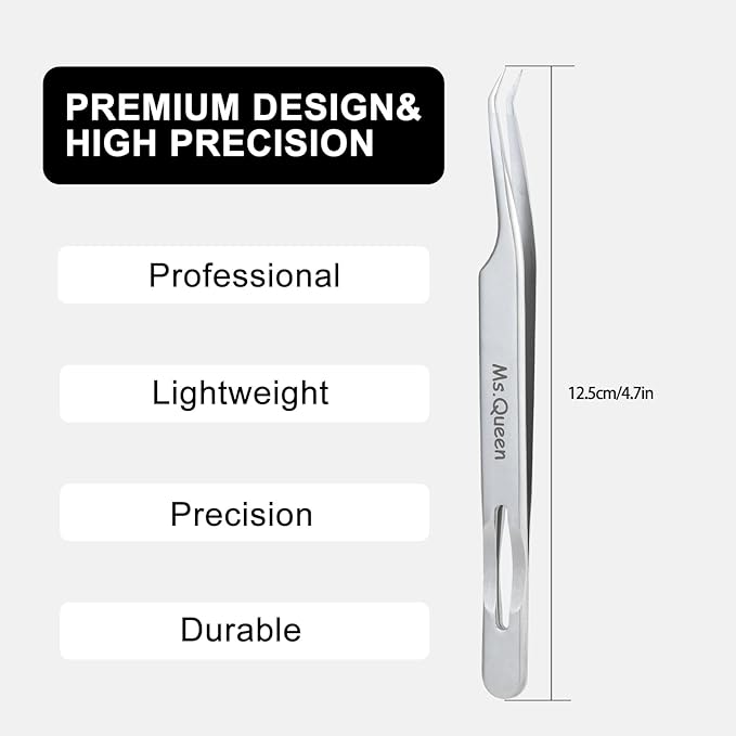 Ms.Queen Eyelash Tweezers for Lash Extensions,Precision Lash Extension Tools for Isolation,Classic and Volume Lash Extension Applying