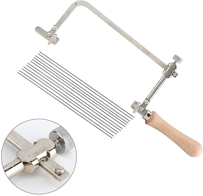 Woodworking Steel Saw,Multitool Wood Handle Jewelry Tool Making Cutting Handle Equipment Saw Bow Pull Flower Hardware Saw Hacksaw Frame Jewelry Tools Oscillating Saw Tool(#2)