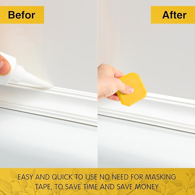 Outus 2 Pieces Caulking Tool Set Silicone Sealant Grout Tool for Kitchen Bathroom Floor Sealant Sealing(Yellow)