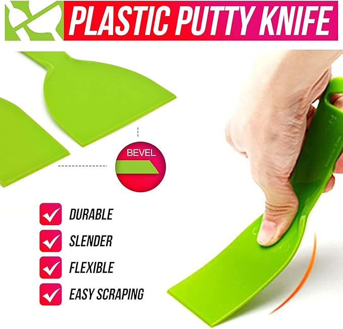 10Pcs Putty Scraper 4" Plastic Flexible Putty Knives,Large Size Pack,Disposable Spreader Flexible Plastic Paint Scraper Tool for Spackling, Taping Drywall Wall Painting (4" - 10Pack)