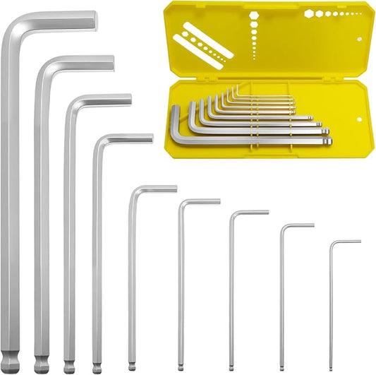Zoikuloi 9 PCS Hex Key Set, Ball-End Allen Wrench Set, CR-V Allen Key Set, Metric Hex Wrench Set with 1.5-10MM Sizes, Ergonomic Non-Slip Portable Storage Case for Furniture, Bike, Electronics