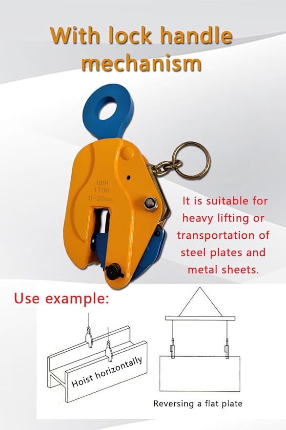 Vertical Plate Clamp lifting clamps 2200Lbs Load Capacity Lifting Clamp 1T Heavy Duty Plate Clamp for Lifting and Transporting lifting and transporting steel plates 【1ton】