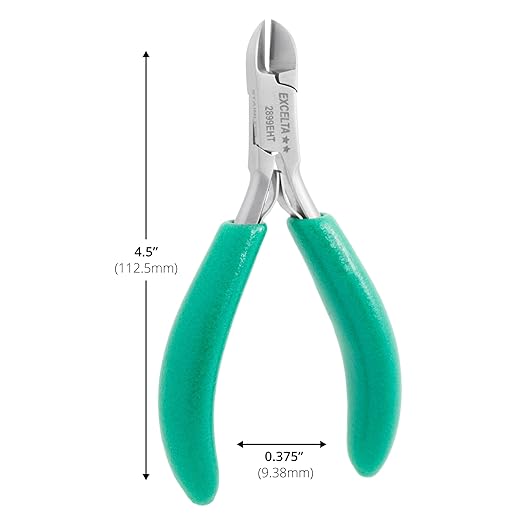 Excelta 2899EHT Small Round Head Semi-Flush Cutter, SS/Carbide Inserts, .008-.012" Hard Wire Capacity, Anti-Static Grip, 4.5", Intermediate