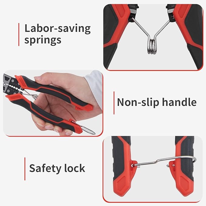 Pliers Set, HOUSERAN 3-Piece Plier Tool Set Including 8.3??Needle Nose Plierss, 8.3??Linemans pliers, 7.5??Diagonal Cutters, Spring Loaded with Safety Lock, Combination Plieres set