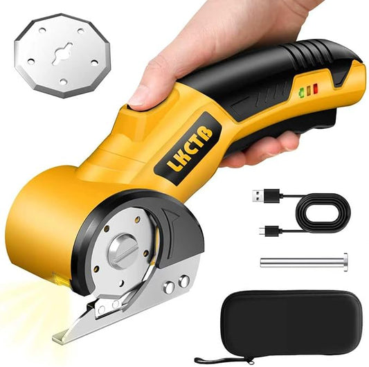 Electric Scissors, Cardboard Cutter, With LED Light, High-Efficiency Brushless Motor, 3500mAh Battery, Tungsten Steel Blade, Suitable for Cloth, Cardboard, Carpet Wire Rope Cutters Banana Yellow