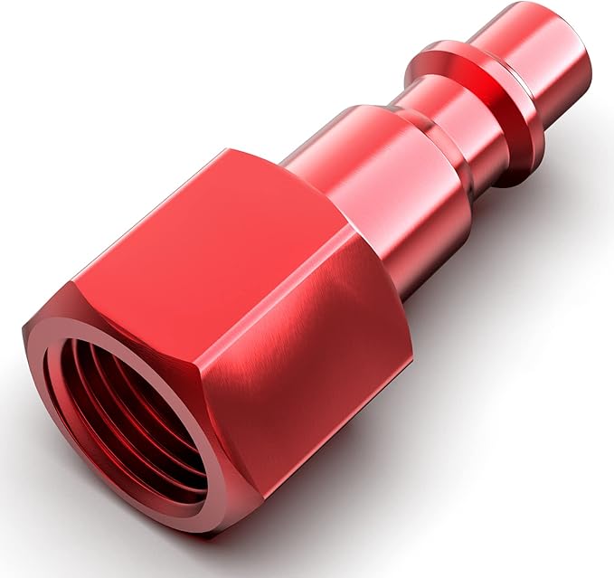 GASHER 10PCS 1/4-Inch NPT Female Red Aluminum Industrial Air Plug, Pneumatic Plugs 300PSI
