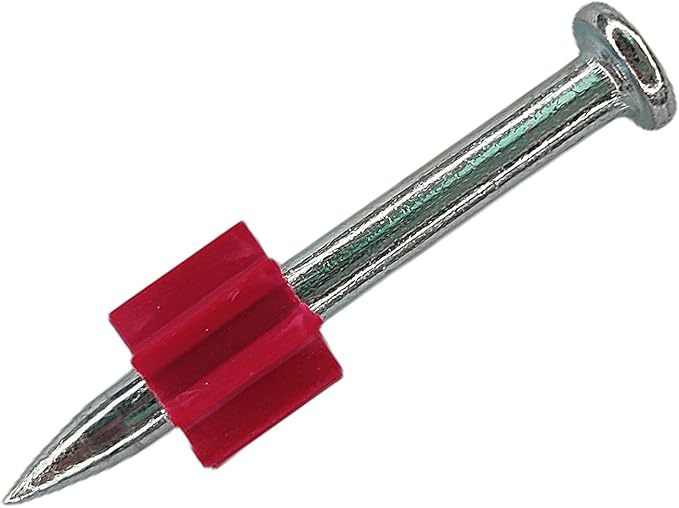 1-1/2" Powder Actuated Fasteners,.300 Head Diameter Drive Pin with red flute, P150, 100pcs/pack, 4 Pack