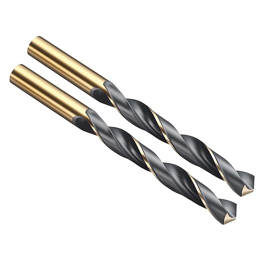 PATIKIL 12.5mm Drill Bit, Jobber Straight Shank 4341 High-Speed Steel 118째 Black and Gold Finish for Medium-Hard Metal Steel Acrylic - 2 Pack