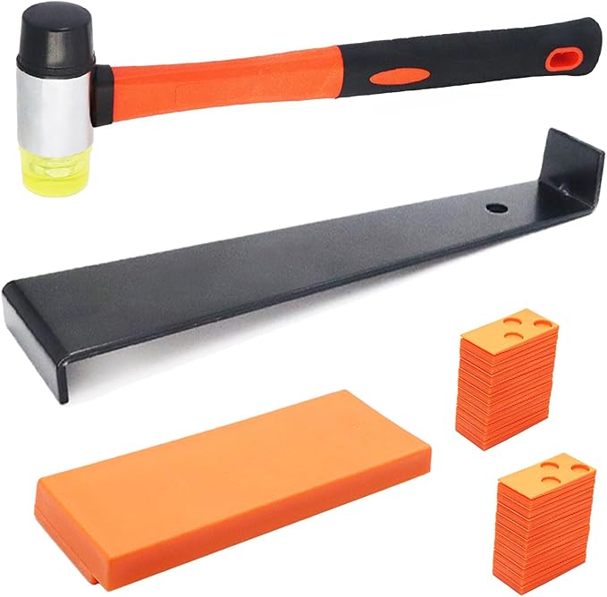 Laminate Wood Flooring Installation Kit, Tapping Block for Vinyl Plank Flooring, Heavy Duty Pull Bar, 40Pcs Floor Spacers, Rubber Mallet. Vinyl Floor Installation Kit