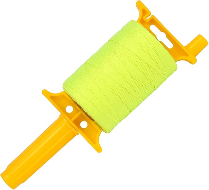 Mason Line String Line with Handle, 540 Ft Length Nylon Twine Reloadable Line Reel, Braided Nylon String for Masonry Tools, Construction Line Twine String Level Line Kit for Gardening (Yellow)