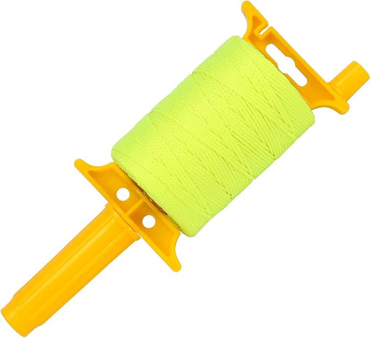 Mason Line String Line with Handle, 540 Ft Length Nylon Twine Reloadable Line Reel, Braided Nylon String for Masonry Tools, Construction Line Twine String Level Line Kit for Gardening (Yellow)