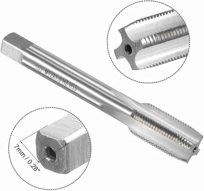 Mactoom 12mm x 1 HSS Metric Tap and Die Set Right Hand Thread,Tapping DIY Tool 3pcs (M12 x 1mm)
