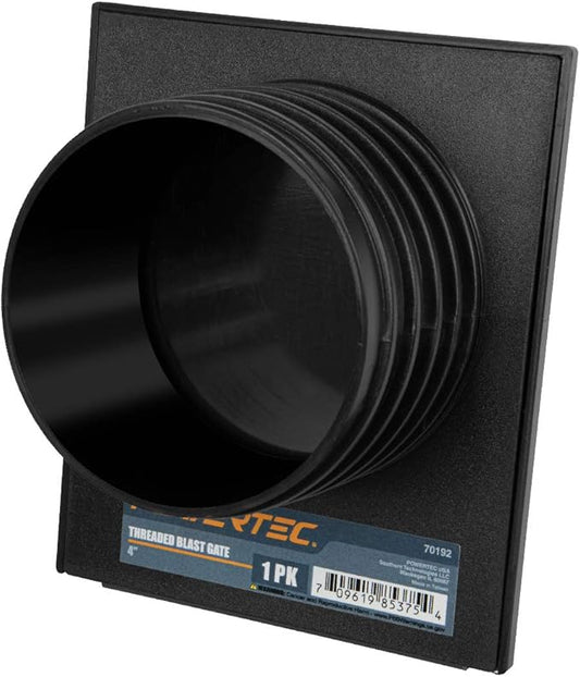 POWERTEC 70192 4" Double Threaded Blast Gate for Dust Collector, Dust Collection Fittings, 1PK