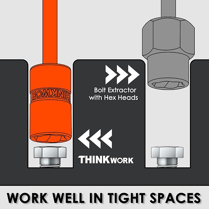 THINKWORK Broken Bolt Extractor Kit, 54 Pieces Easy Out Screw Extractor Set, Lug Nut Removal Tool with Left Hand Drill Bit Set for Removing Damaged, Frozen, Rusted, Rounded-Off Bolts, Nuts & Screws