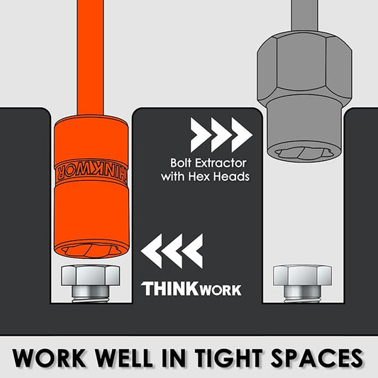 THINKWORK Broken Bolt Extractor Kit, 54 Pieces Easy Out Screw Extractor Set, Lug Nut Removal Tool with Left Hand Drill Bit Set for Removing Damaged, Frozen, Rusted, Rounded-Off Bolts, Nuts & Screws