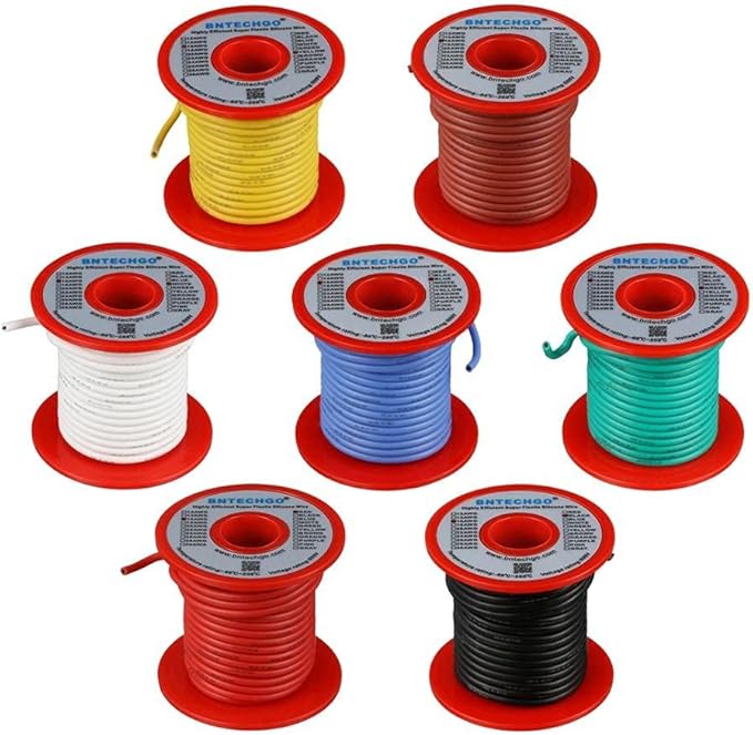 BNTECHGO 16 Gauge Silicone Wire Kit 7 Color Each 50 ft Flexible 16 AWG Stranded Tinned Copper Wire