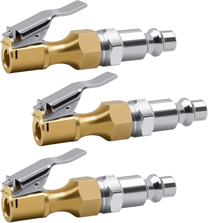 Air Chuck Pack of 3, Heavy Duty Closed Flow Tire Chuck with 1/4" FNPT for Tire Inflator Gauge Compressor Accessories
